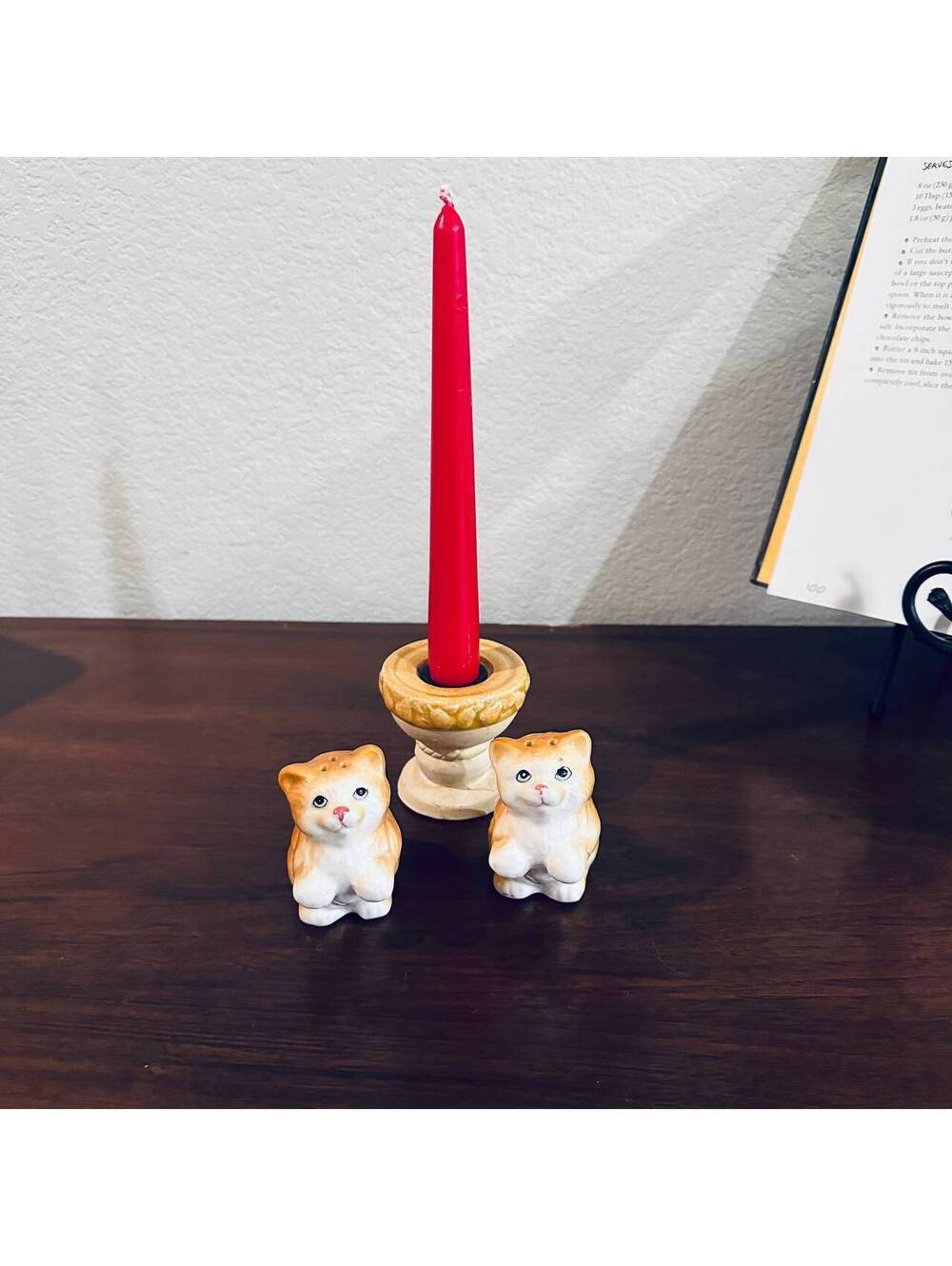 Vintage 1950s Ceramic Cat Salt Pepper Shakers Kittens Candle Holder MCM Lot